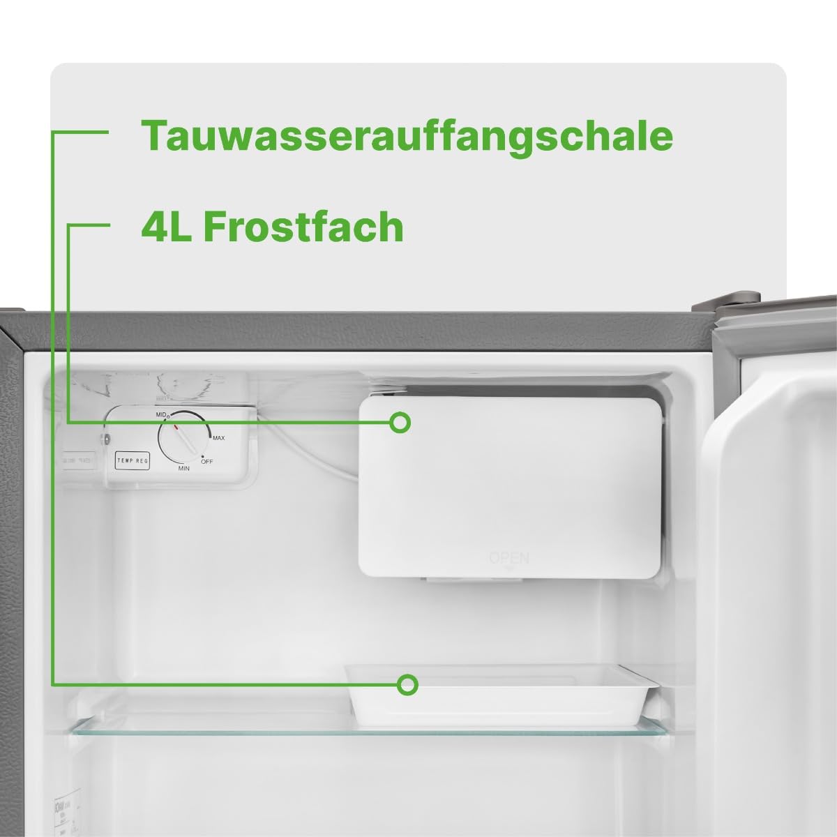 Bomann Mini-Kühlschrank 45L mit Gefrierfach – KB 7245 Inox