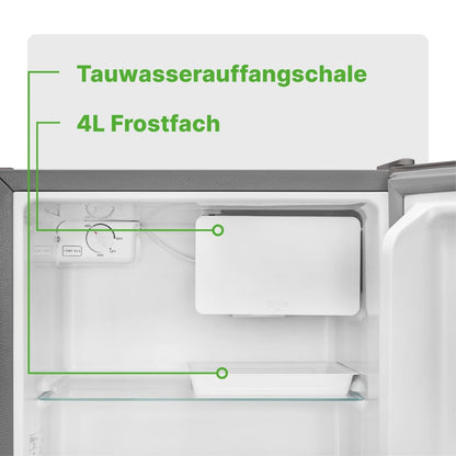 Bomann Mini-Kühlschrank 45L mit Gefrierfach – KB 7245 Inox