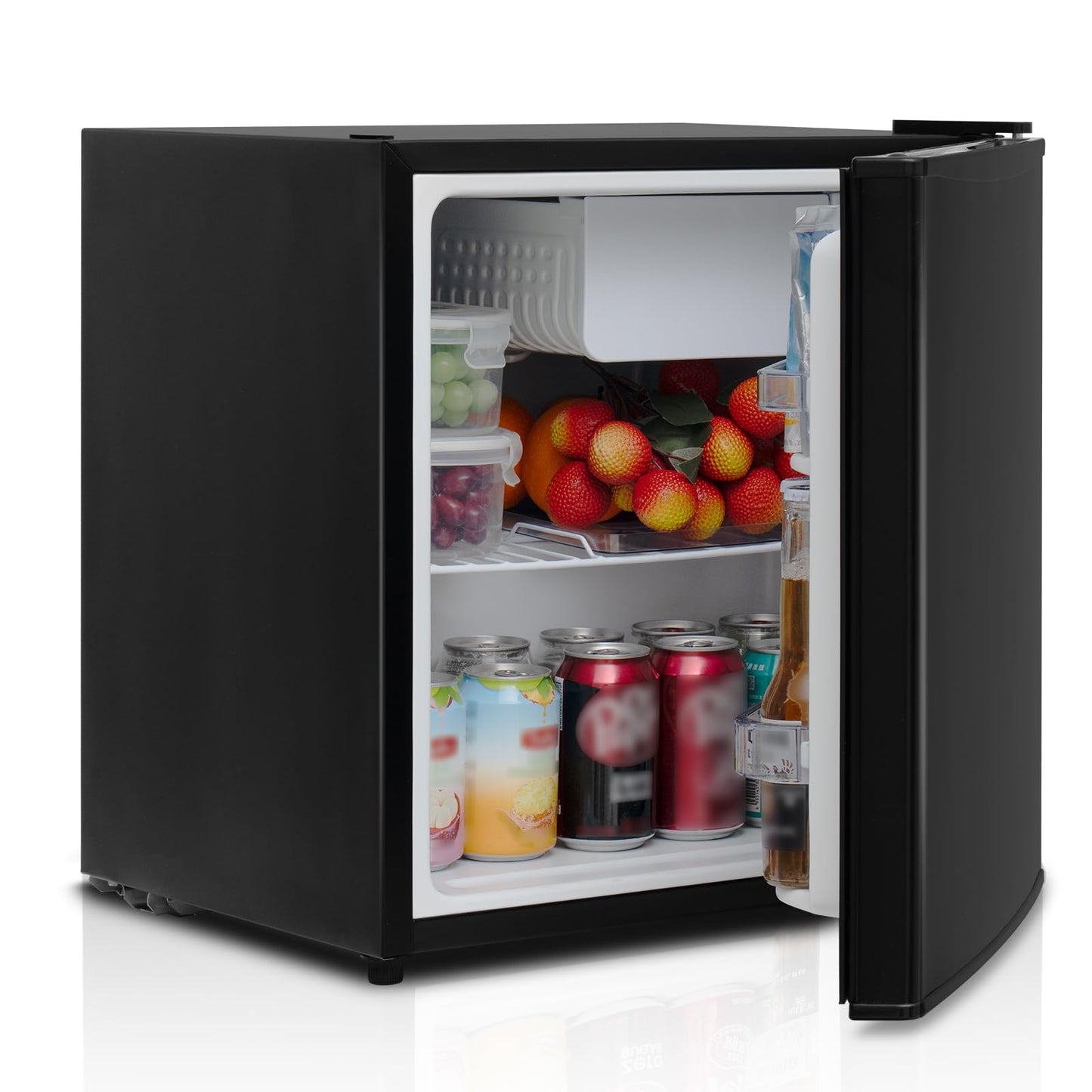 SMETA 48L Mini Kühlschrank, Klein Kühlschrank Leiser, Getränkekühlschrank 6-Stufen Thermostat 0-10°C, 39dB,mit wechselbarem Türanschlag für Zuhause Büro Camping Schlafzimmer, Schwarz