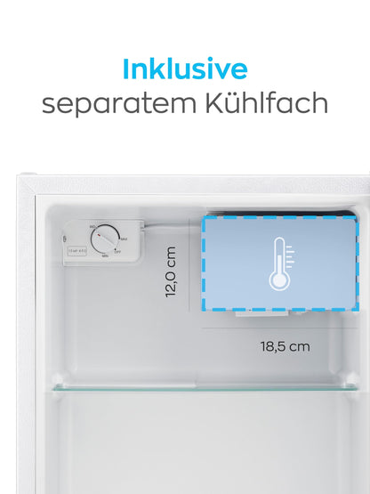 HEINRICHS Mini Kühlschrank 45 L leise 39 dB mit Kühlfach Weiß