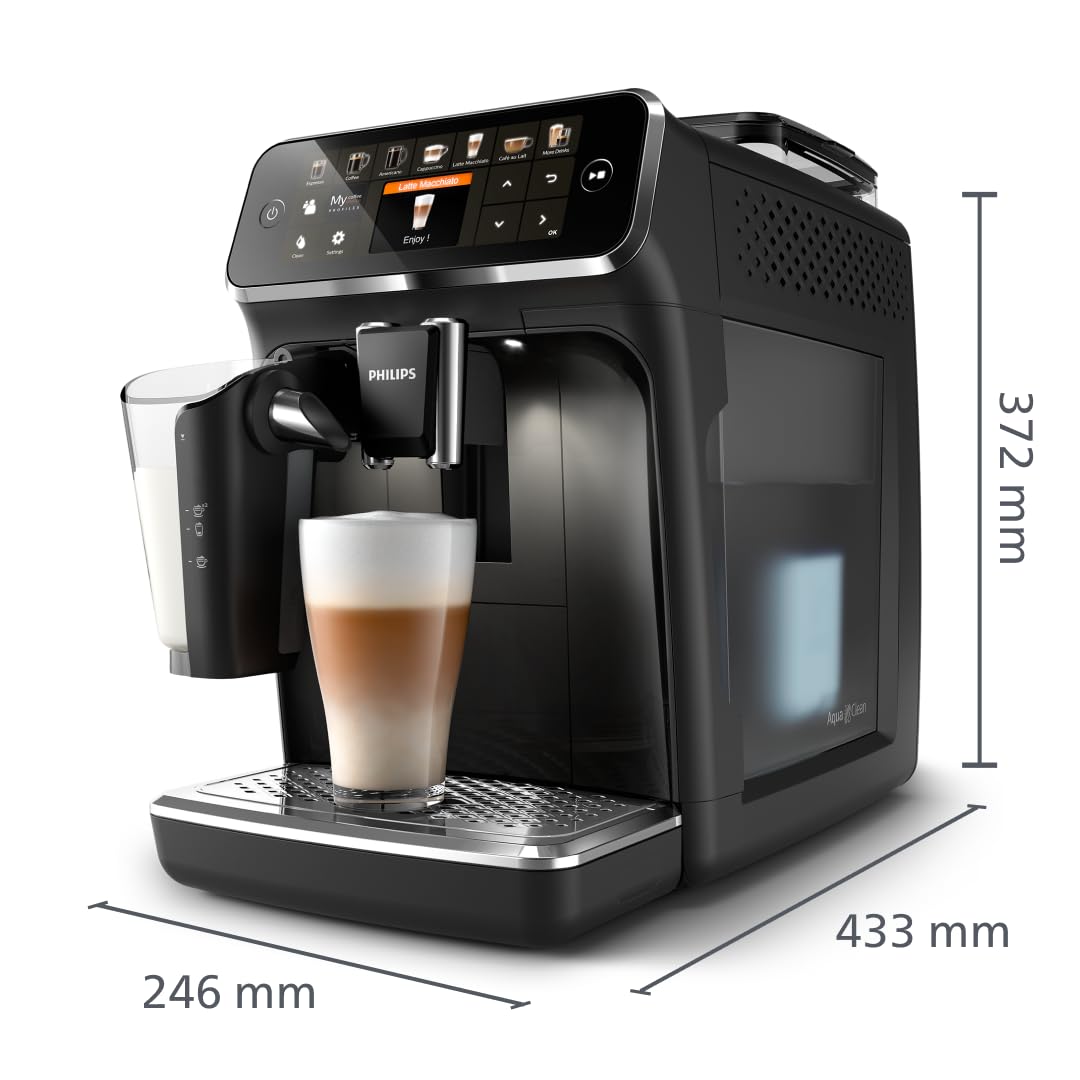 Philips Kaffeevollautomat der Serie 5400 – Espressomaschine für 12 Getränke, schnell reinigendes LatteGo System, intuitives TFT-Display, anpassbare Kaffeeeinstellungen (EP5441/50)