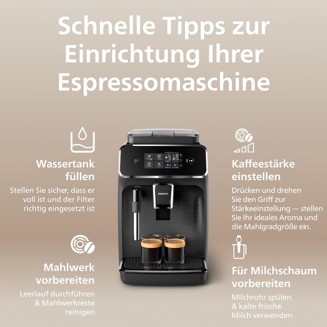 Philips 2200 Series Kaffeevollautomat – Keramikmahlwerk, Mattschwarz