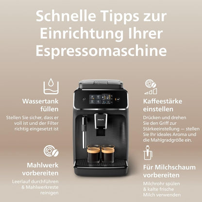 Philips 2200 Series Kaffeevollautomat – Keramikmahlwerk, Mattschwarz