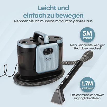 Olvy Teppichreiniger PRO 1650W – Nasssauger mit 100°C Dampf
