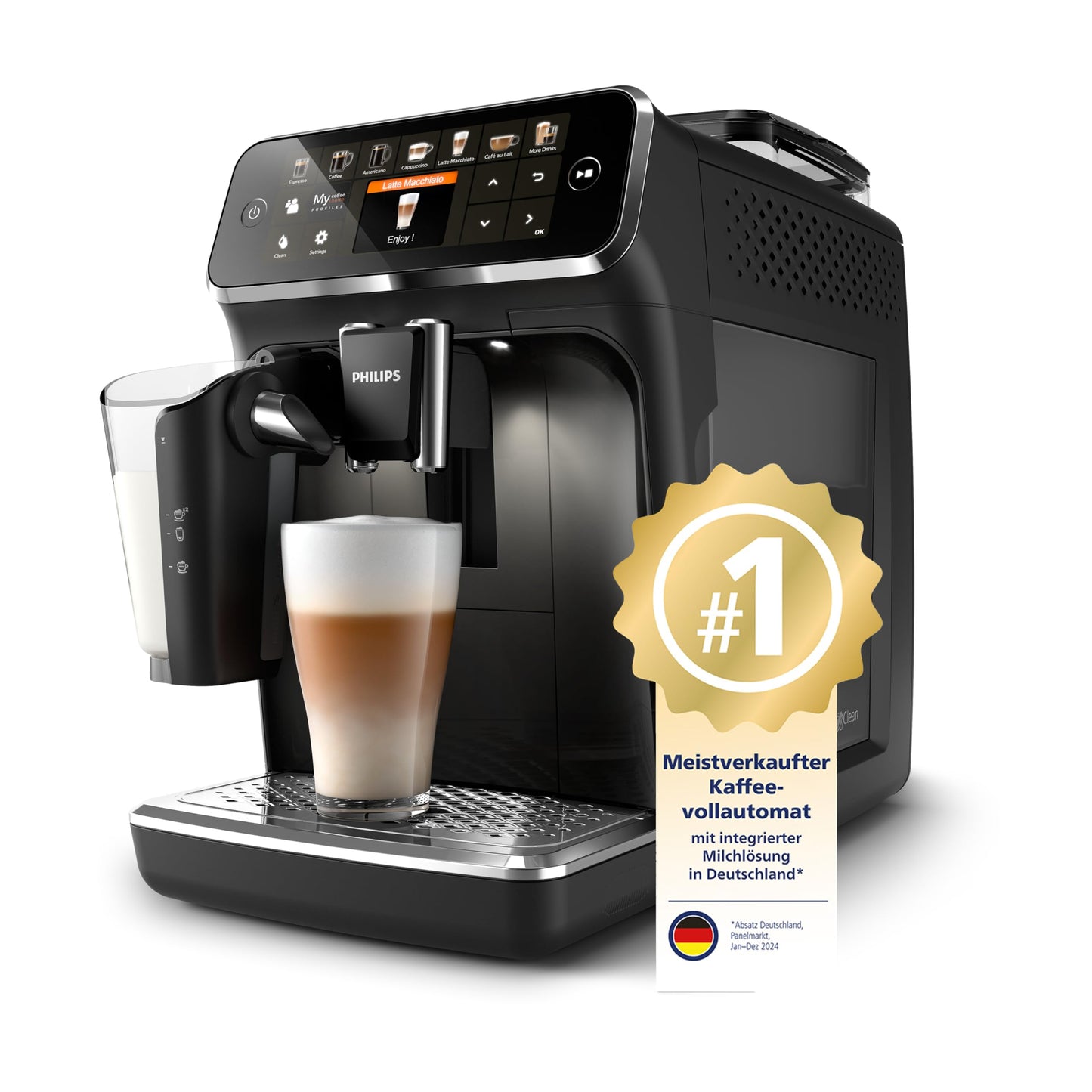 Philips Kaffeevollautomat der Serie 5400 – Espressomaschine für 12 Getränke, schnell reinigendes LatteGo System, intuitives TFT-Display, anpassbare Kaffeeeinstellungen (EP5441/50)