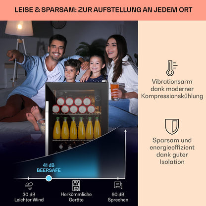 Klarstein Getränkekühlschrank 80 L mit Glastür – Schwarz, leise