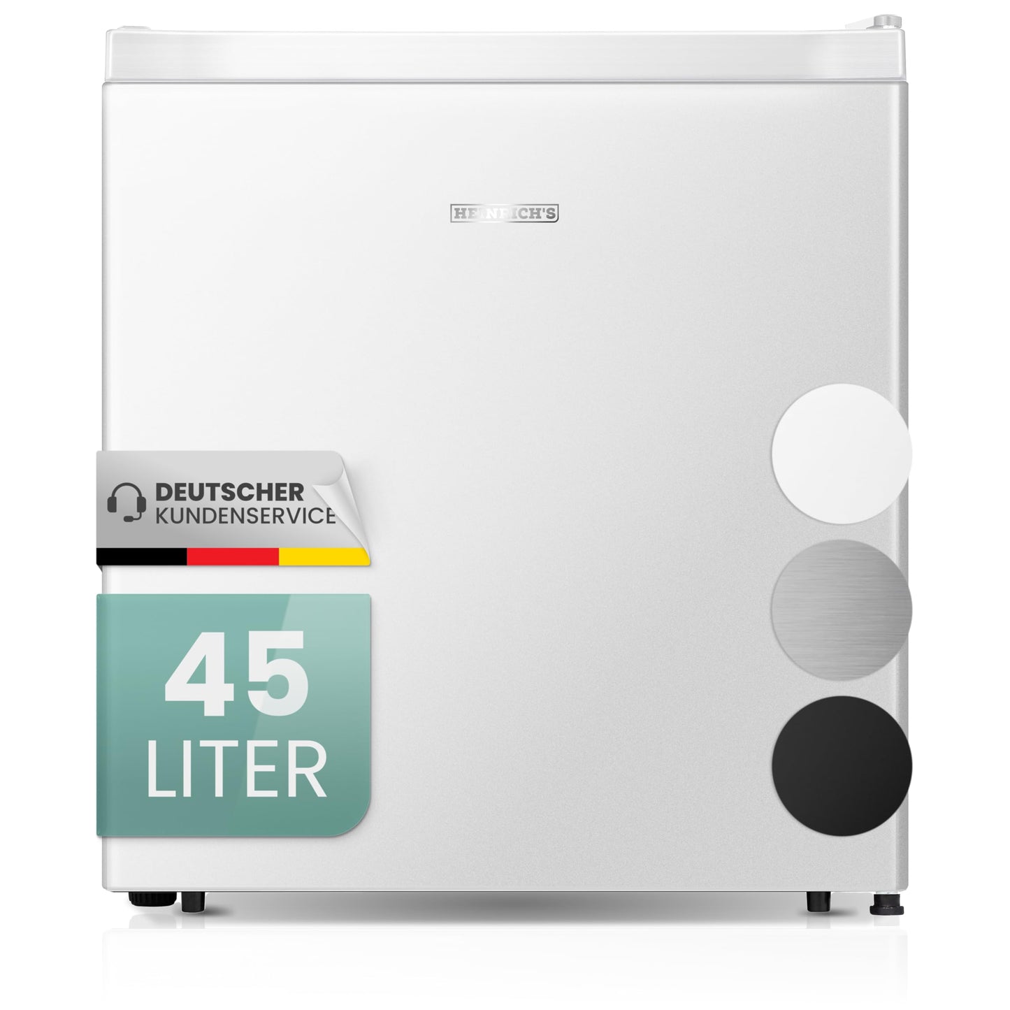 HEINRICHS Mini Kühlschrank 45 L leise 39 dB mit Kühlfach Weiß