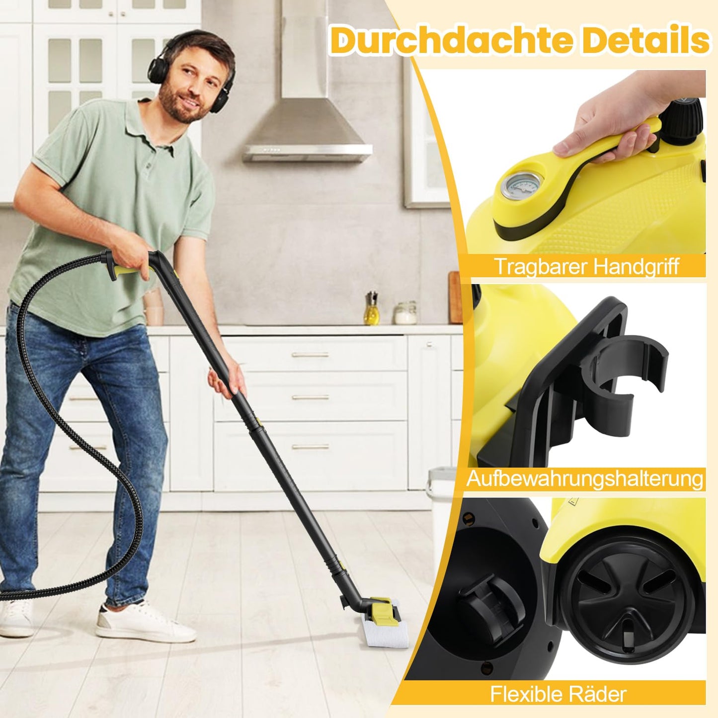 COSTWAY Dampfreiniger 2000W – 5 Bar, 1,8L Tank, 29 Zubehörteile