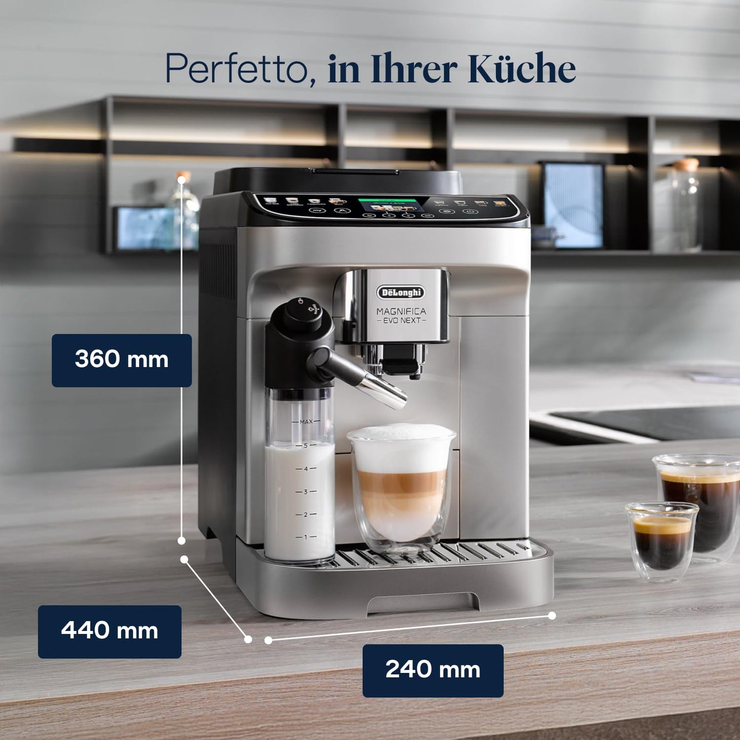 De'Longhi Magnifica Evo Next Kaffeevollautomat – 13 Getränke, Titan