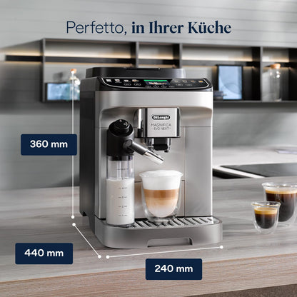 De'Longhi Magnifica Evo Next Kaffeevollautomat – 13 Getränke, Titan