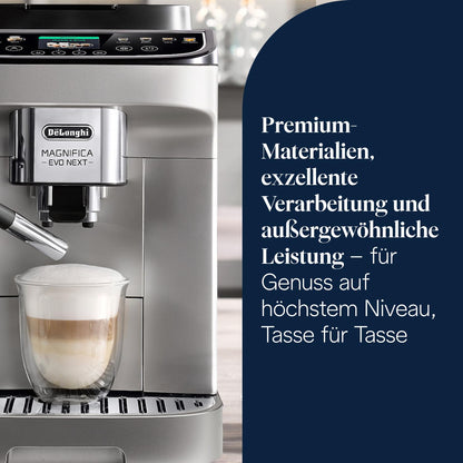 De'Longhi Magnifica Evo Next Kaffeevollautomat – 13 Getränke, Titan