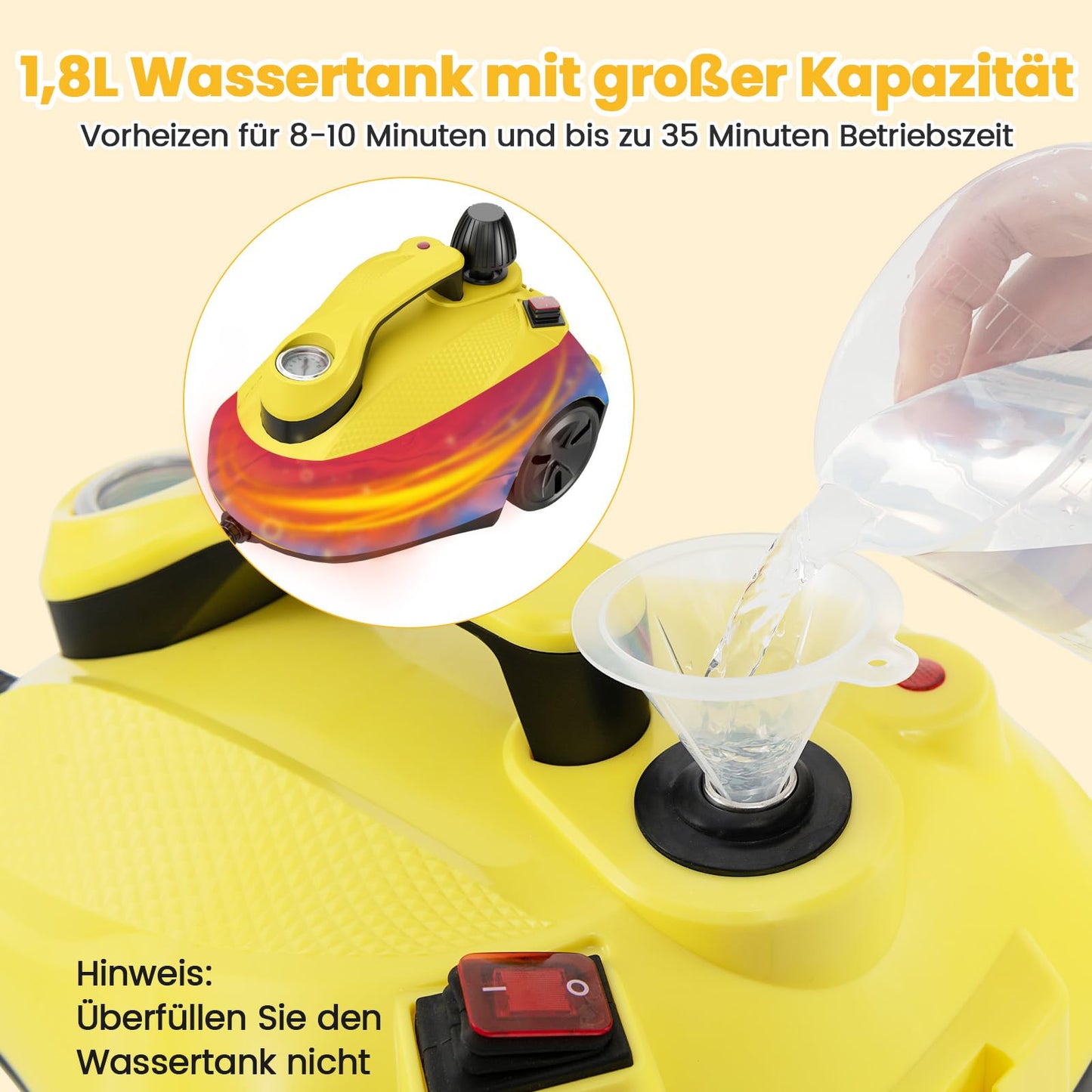COSTWAY Dampfreiniger 2000W – 5 Bar, 1,8L Tank, 29 Zubehörteile