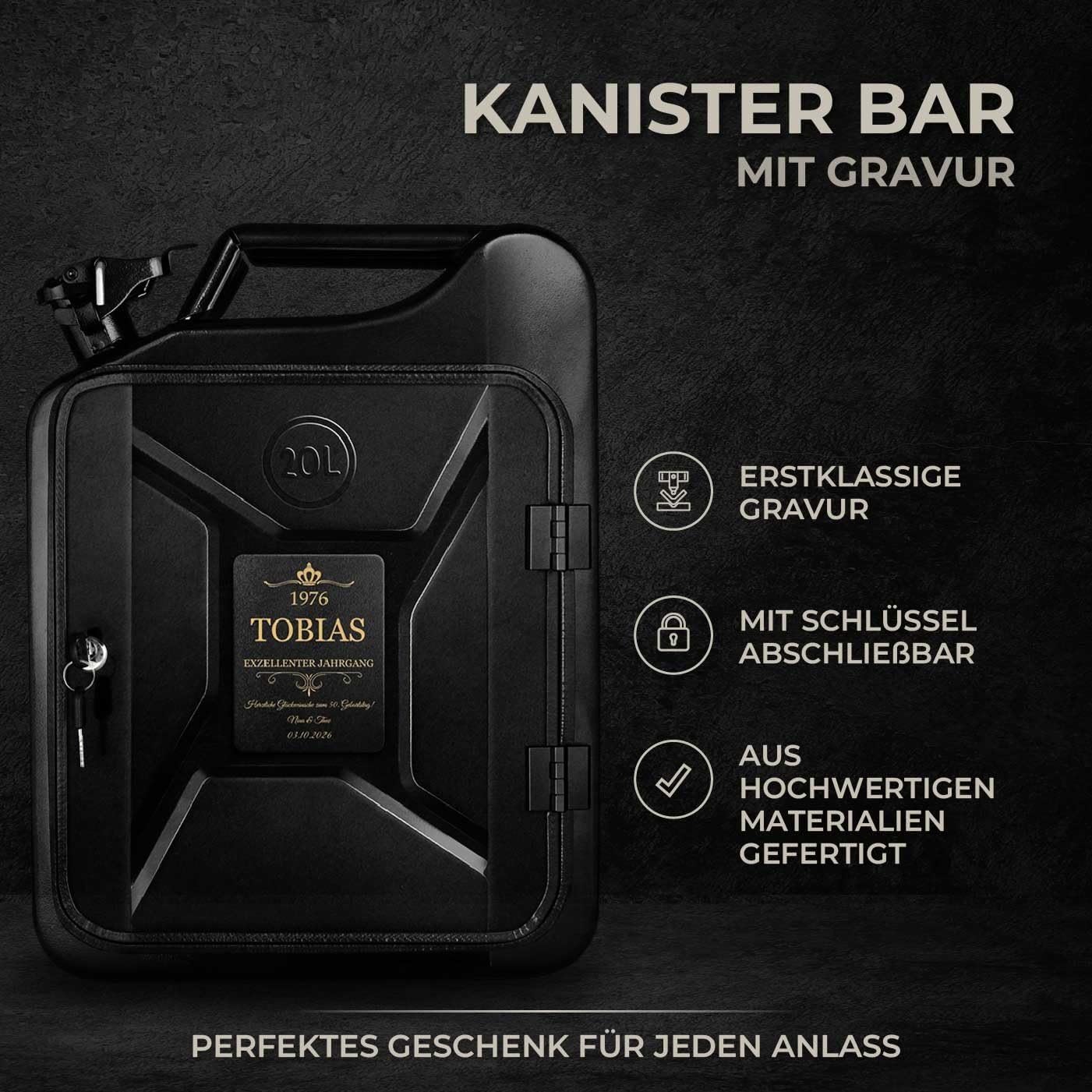 Maverton 20L Kanister Minibar mit Gravur – Personalisiertes Geschenk