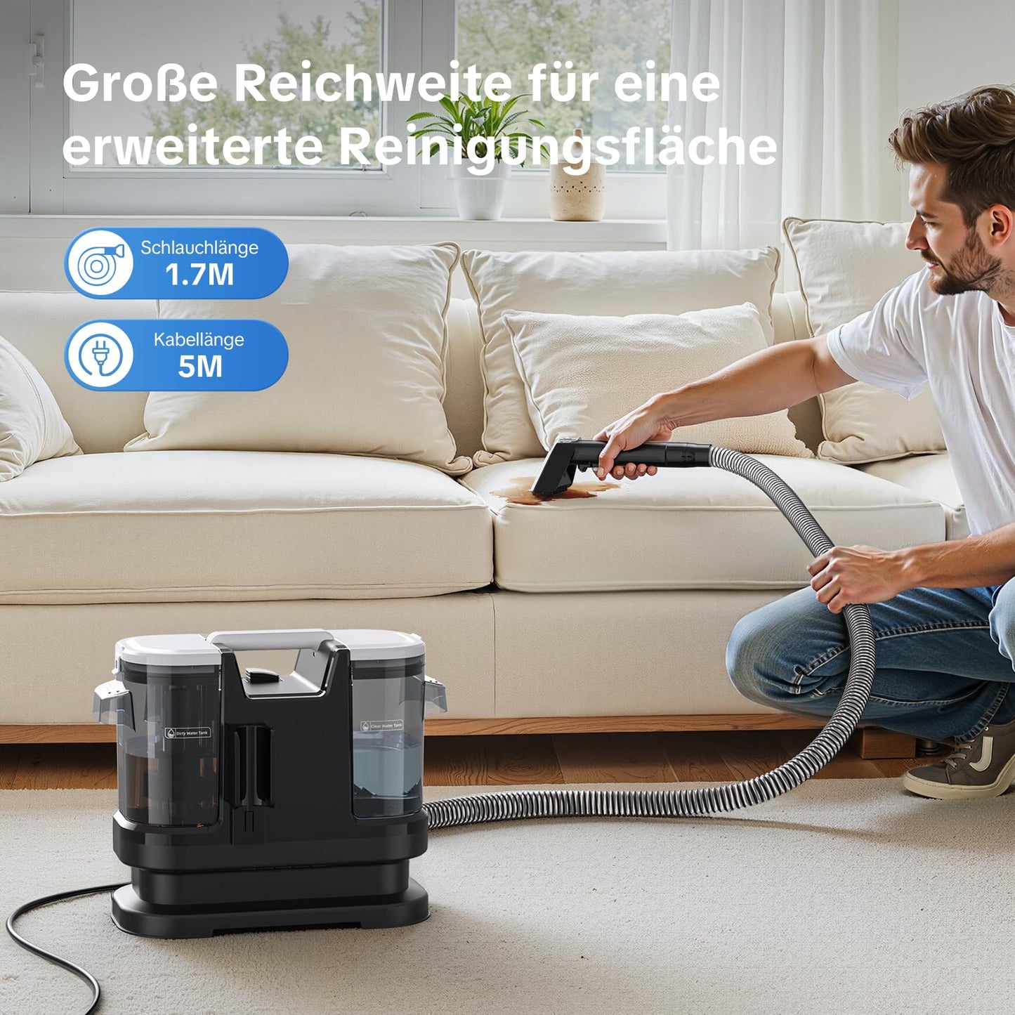 Welsauber Polsterreiniger 600W – Nasssauger 18kPa