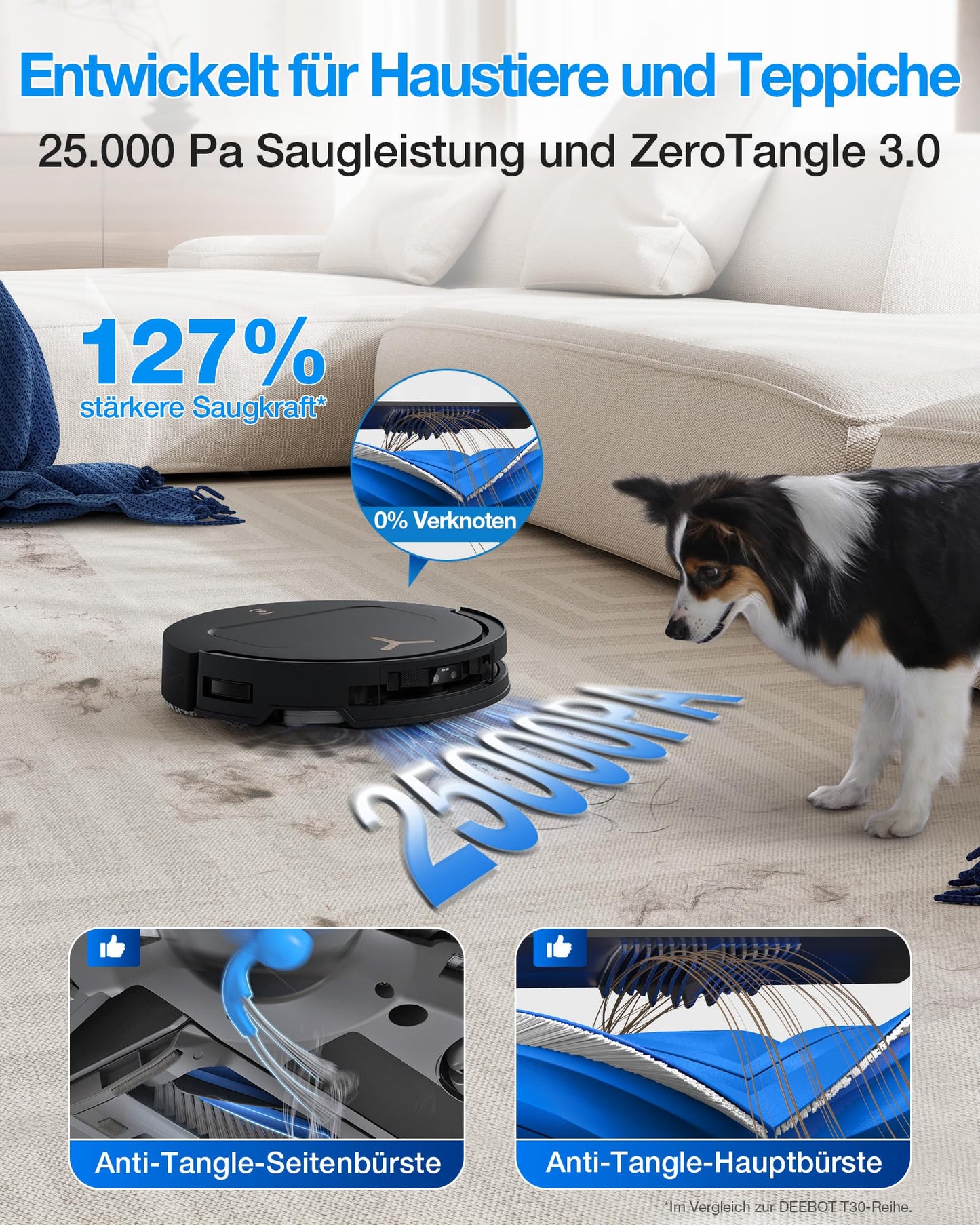 ECOVACS DEEBOT T50 PRO Omni Gen3 Saugroboter 25.000 Pa AIVI 3D