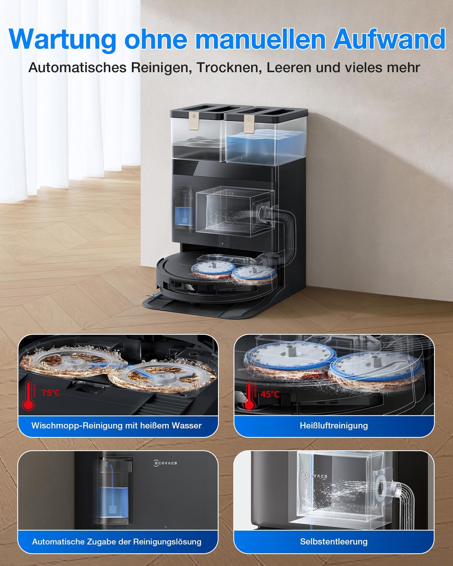 ECOVACS DEEBOT T50 PRO Omni Gen3 Saugroboter 25.000 Pa AIVI 3D