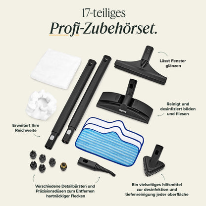 Dupray Neat Dampfreiniger mit 17-teiligem Zubehör – 135 °C