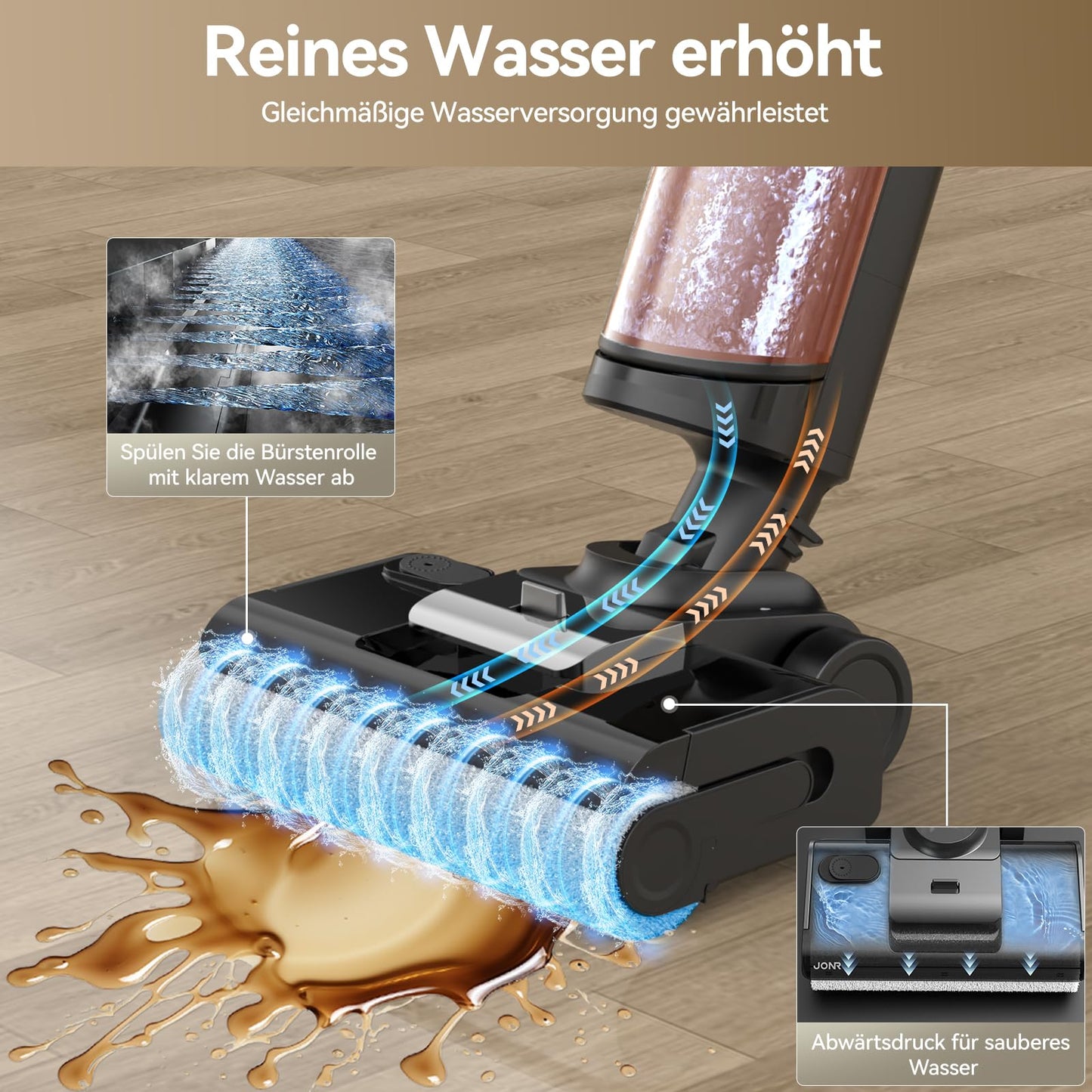 JONR ED 12 Pro Max Nass-Trockensauger 17.000 Pa LCD 70 °C Reinigung