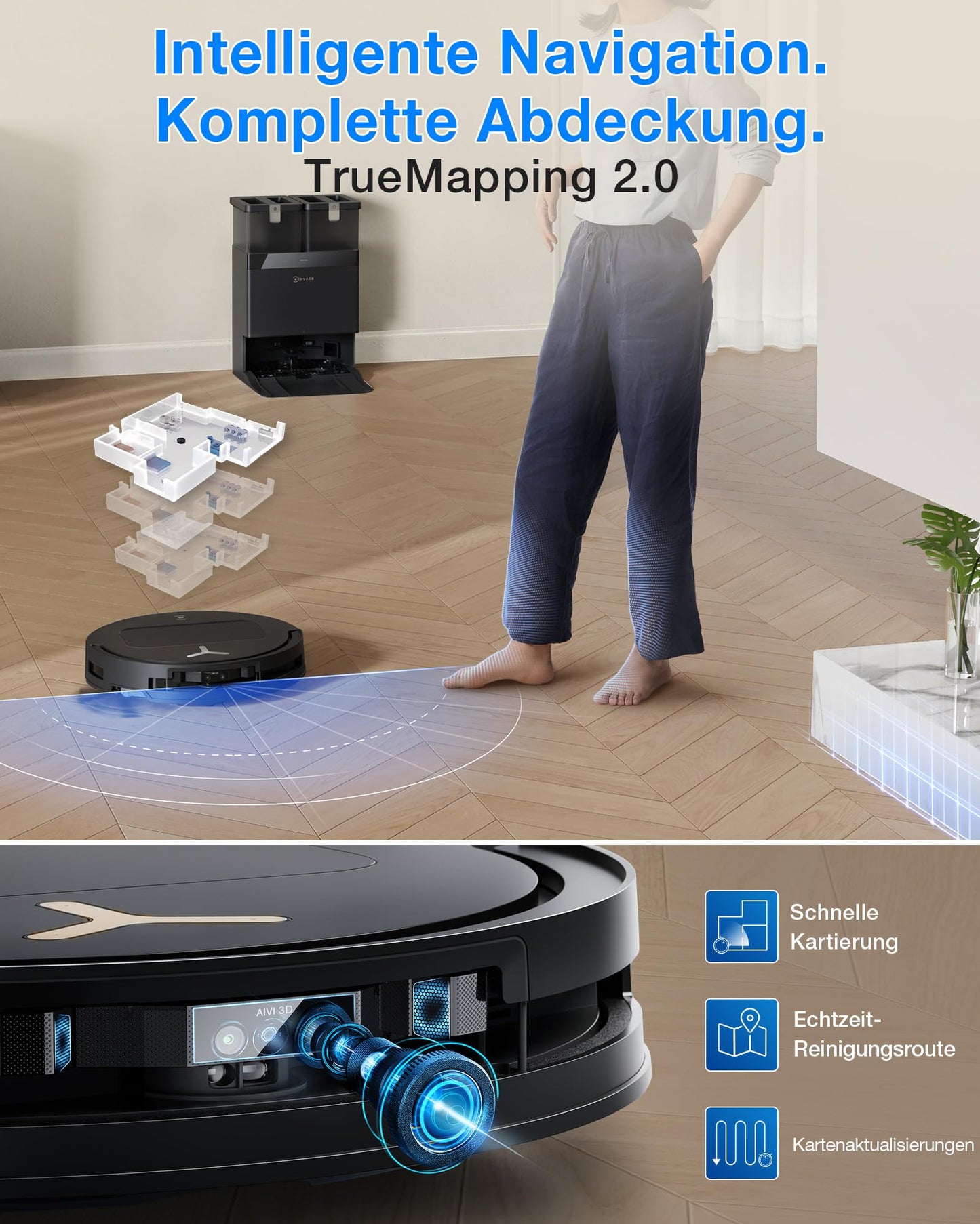 ECOVACS DEEBOT T50 PRO Omni Gen3 Saugroboter 25.000 Pa AIVI 3D