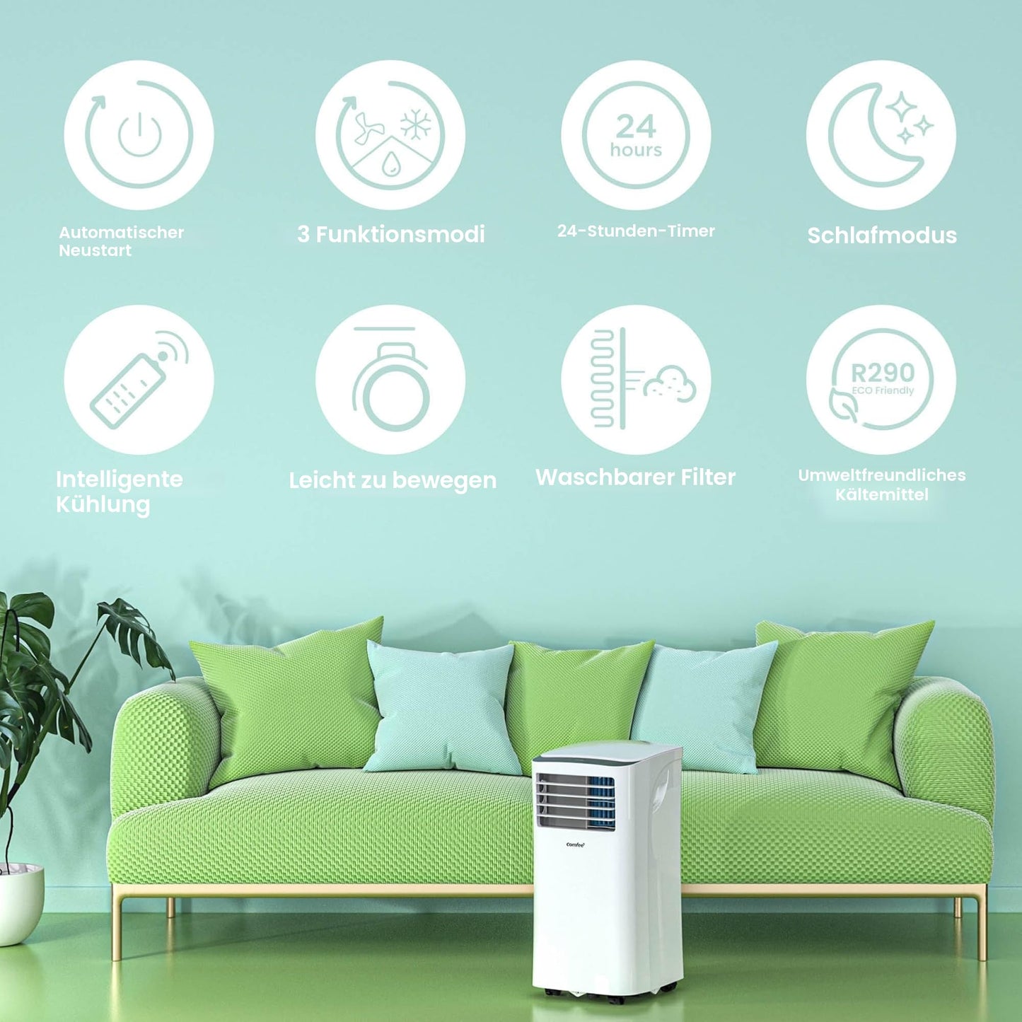 Comfee Mobiles Klimagerät 9000 BTU 3-in-1 – EEK A, 31 m²