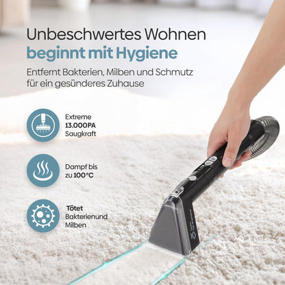 Olvy Teppichreiniger PRO 1650W – Nasssauger mit 100°C Dampf