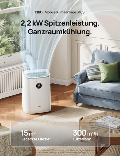 DREO 7500 BTU Mobiles Klimagerät 3-in-1 leise App-Steuerung AC318S