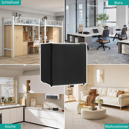SMETA 48L Mini Kühlschrank, Klein Kühlschrank Leiser, Getränkekühlschrank 6-Stufen Thermostat 0-10°C, 39dB,mit wechselbarem Türanschlag für Zuhause Büro Camping Schlafzimmer, Schwarz