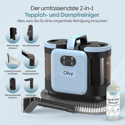 Olvy Teppichreiniger PRO 1650W – Nasssauger mit 100°C Dampf